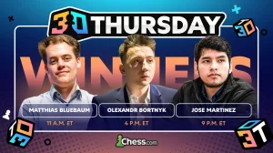 نتایج مسابقات شطرنج ایران: اورو درخشید و بلوبام، بورتنیک، مارتینز قهرمان تورنمنت‌های 3 0 Thursday شدند